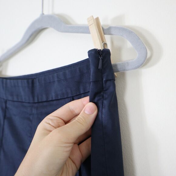 Max Mara US 6 Seam Flat Front Slim Leg Pants Navy Blue Size Zip - Picture 5 of 10